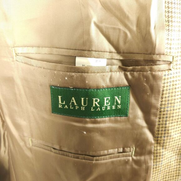 Lauren Ralph Lauren Mens 40R Beige Silk Wool 2-Button Sports Coat Blazer - Picture 4 of 8